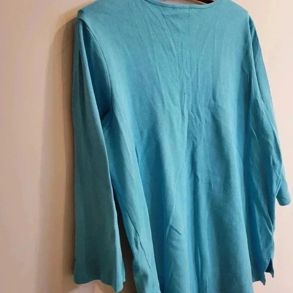 Womans Teal Blue Cotton Shirt Pullover Style size 1X - Picture 5 of 5